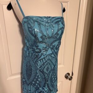 Elegant Blue Sequin Dress NWOT *NYE*Valentines Day*Prom*Weddings*Funerals